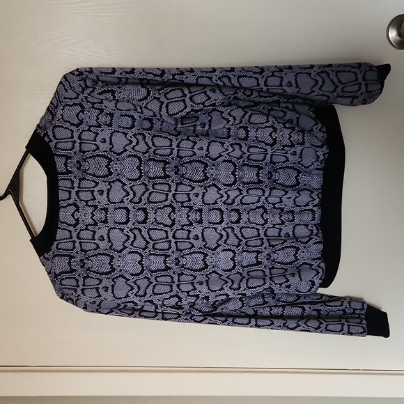 Stella & Dot Navy/Snake Print Reversible Bomber Jacket - S - Picture 6 of 9